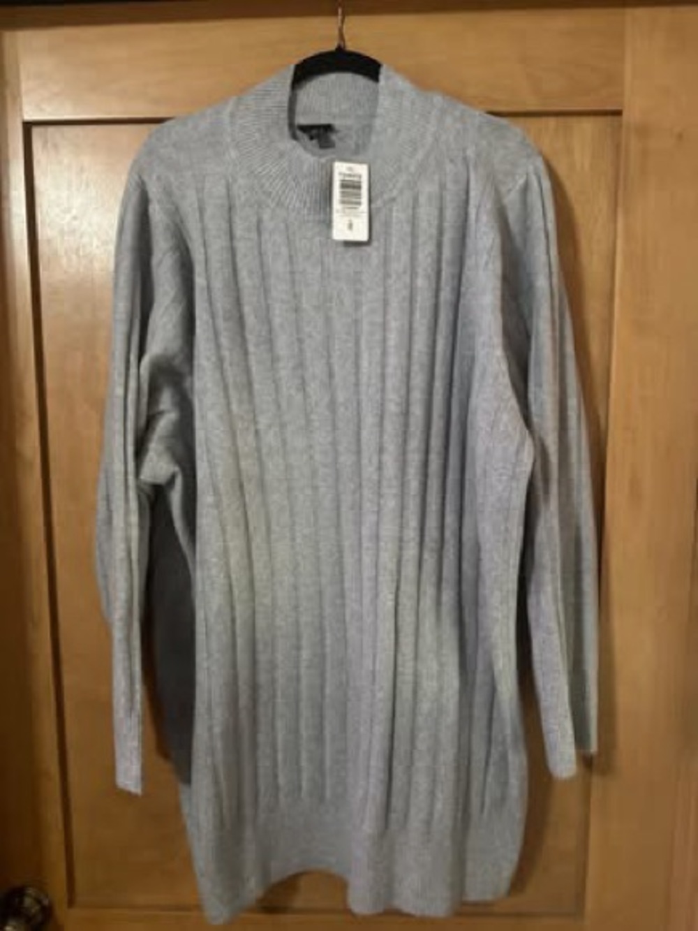 torrid Light Gray Ribbed Longline Crew Sweater - Picture 1 of 2